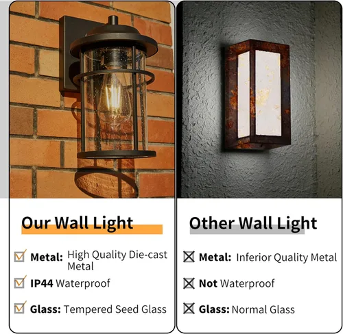 Miniatura 5 de Luces exteriores para casa, lámpara exterior, aplique de pared impermeable para exteriores, iluminación de montaje en pared negra antioxidante