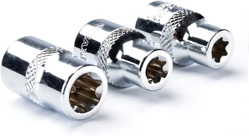 Miniatura 5 de MAXPOWER Juego de llaves E-Torx de 9 piezas de 3/8 pulgadas, E7 a E20, acero al cromo vanadio, reparación automotriz, incluye estante