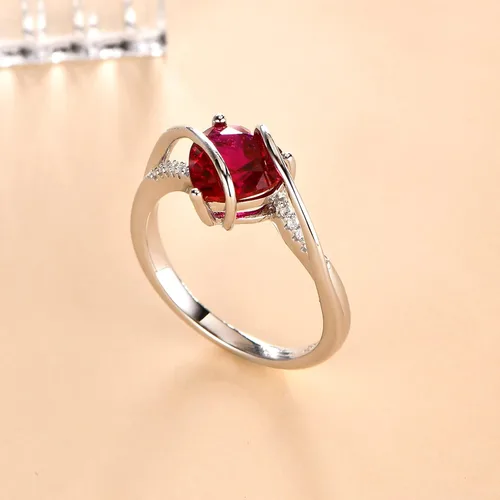 Miniatura 6 de ATTA GEMS Anillos de plata de ley para mujer, anillos de rubí rojo para mujeres y niñas, anillos de plata 925, delicado anillo de piedra natal