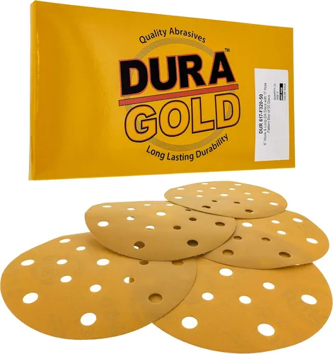Miniatura 14 de Dura-Gold Discos de lijado dorados de 6 pulgadas de alta calidad, grano 80 (caja de 50), papel de lija de gancho y bucle sin polvo con patrón de 17