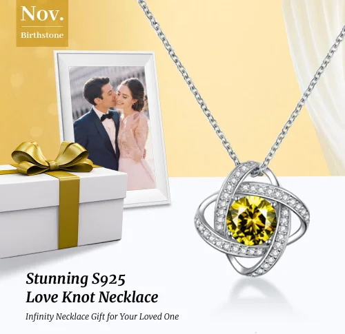 Miniatura 2 de boya Birthstone Necklace Gifts for Women, Love Knot Necklaces for Women 925 Sterling Silver Birthstone Jewelry Mothers Valentines Day Birthday