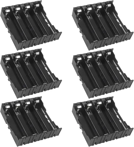 Miniatura 8 de ACEIRMC 10 unids 18650 clip de batería 1 ranuras 3.7 V plástico 18650 caja de almacenamiento de batería con cables de cable negro y rojo