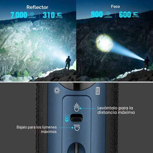 Miniatura 3 de OLIGHT Marauder Mini 7,000 lúmenes linterna brillante con distancia de haz de 600 metros, potentes luces RGB, recargable magnética para trabajo al