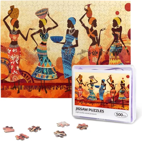Rompecabezas de 500 piezas para mujeres afronegras para adultos, Biblia América, mujer africana, fiesta, arte y baile, citas inspiradoras,
