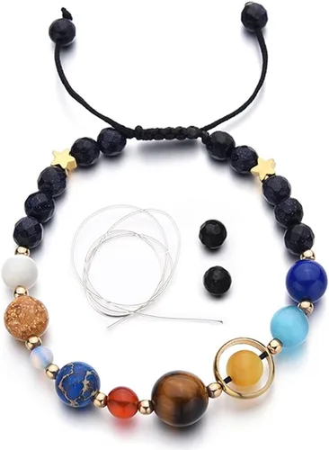Miniatura 29 de Pulsera de cuentas de piedra para mujer, diseño de galaxia del universo de 8 planetas o 9 planetas en el sistema solar, pulseras de estrella