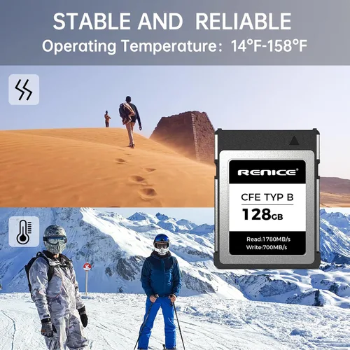 Miniatura 8 de RENICE Tarjeta de memoria CFexpress tipo B de 128 GB, lectura de hasta 1780 MB/s, grabación de video HD RAW 6K, para fotógrafos, videógrafos