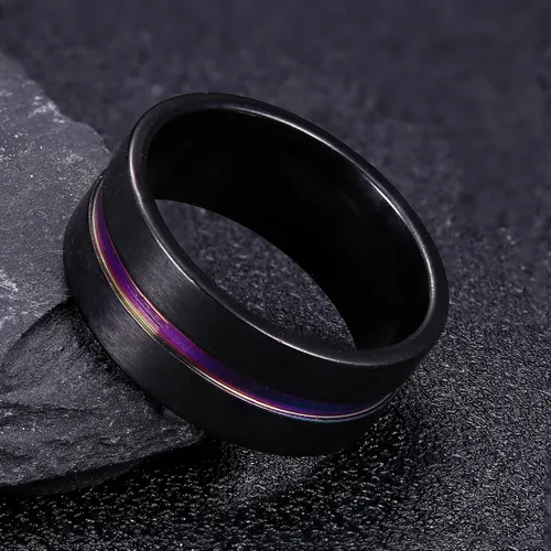 Miniatura 6 de Besteel Juego de 16 anillos giratorios de acero inoxidable para hombres y mujeres, anillos para aliviar el estrés y la ansiedad, color negro