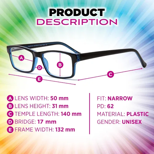 Miniatura 4 de Sightline Gafas de lectura progresivas de potencia lentes multifoco en un marco de gafas de calidad óptica 6005 azul 2.50 Cómodas lentes multifoco