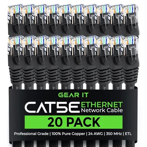 Miniatura 17 de GearIT Paquete de 20 cables de conexión Ethernet Cat5e de 5 pies, cable de red LAN RJ45 sin enganches, color azul