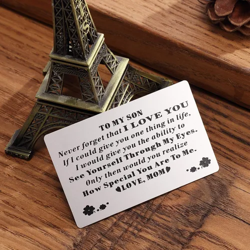 Miniatura 3 de FeiYen Carteras con mensaje grabado personalizado para tarjetas personalizadas para hijo de mamá madre Te amo Despliegue de graduación
