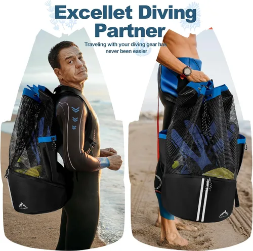 Miniatura 7 de GoHimal Scuba Diving Bag, XL Mesh Backpack for Scuba Diving and Snorkeling Gear & Equipment, Holds Mask, Fins, Snorkel