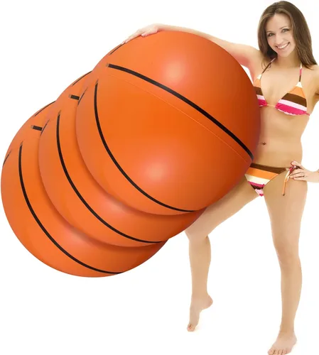 Kajaia Paquete de 3 bolas de playa gigantes de 42 pulgadas, globos inflables grandes de baloncesto para deportes, decoraciones de fiesta de
