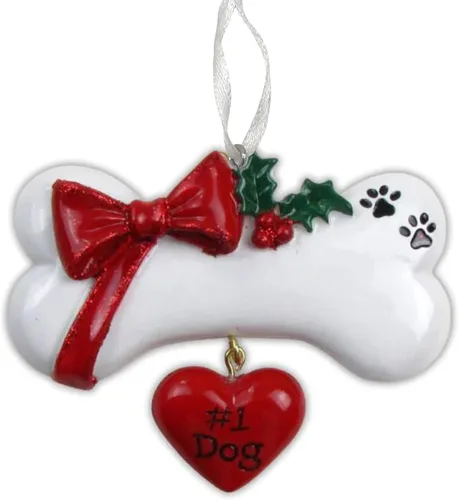 Miniatura 2 de Adorno de Navidad personalizado para perro 2025, hueso de perro con lazo, recuerdo personalizado para mascotas, nuevo adorno para cachorros, primera
