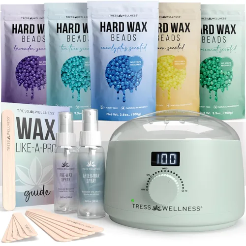 Kit de depilación Tress Wellness para piel sensible – Seguro para cara y piel, spray de preparación y cuidado posterior, fácil de usar – Kit casero