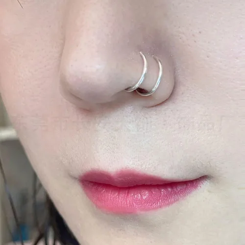 Miniatura 5 de Piercing de aro doble para nariz, labio, piercing para cartílago nasal, piercing individual de doble espiral, aretes de nariz unisex, Acero