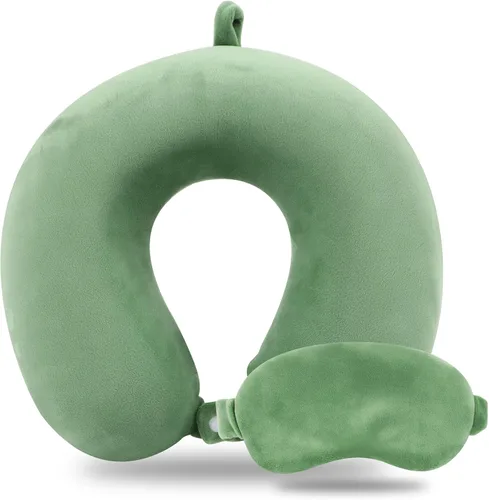 Miniatura 17 de Sexysamba Juego de almohadas de viaje de espuma viscoelástica pura para adultos, funda cómoda y extraíble, lavable a máquina, almohada de soporte