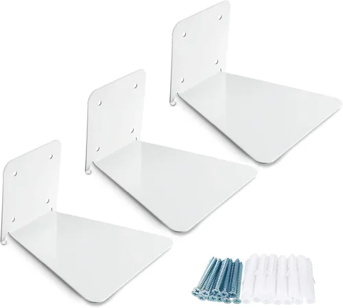 Miniatura 10 de Jetec Paquete de 6 estanterías flotantes invisibles montadas en la pared, estantes flotantes resistentes para libros, estantes de metal ocultos
