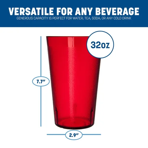 Miniatura 2 de Vaso de plástico CFS Stackable™, 32 onzas, rubí (paquete de 24)