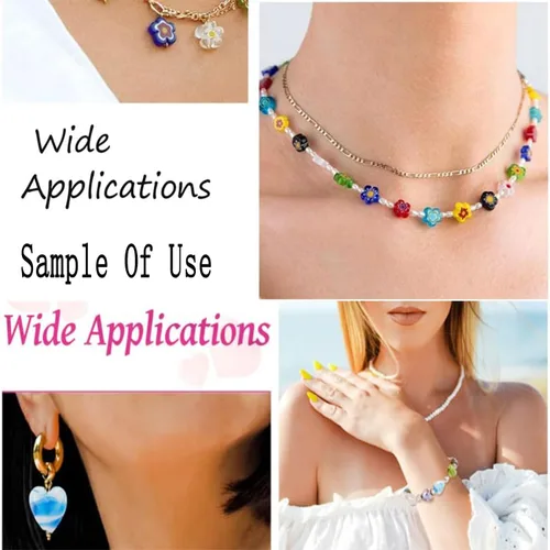 Miniatura 3 de YouLuo Millefiori Lampwork - 100 cuentas sueltas de cristal con forma de corazón, cuentas espaciadoras redondas para hacer joyas