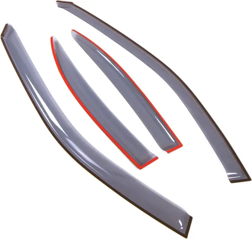 Miniatura 2 de LWD2-643 Deflector de visera de ventana de montaje exterior, color gris claro, juego de 4 piezas compatible con Kia Spectra Sedan 2001-2004