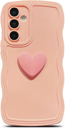 Miniatura 26 de Funda para Samsung Galaxy S22 para mujer, linda funda Kawaii 3D Love Heart color sólido rizado ondulado lente de cámara cubierta a prueba de golpes