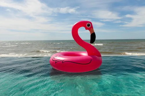 Miniatura 8 de GiftExpress Flotador inflable de flamenco de 48 pulgadas, juguetes de fiesta de natación, divertidos flotadores de playa, tumbona Lilo de verano