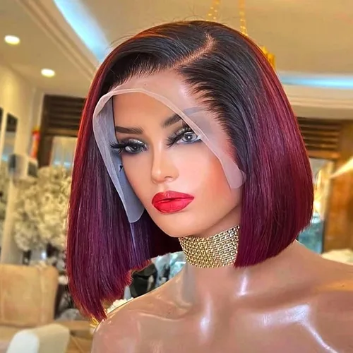 Miniatura 20 de Peluca Bob de Cabello Humano 13x4 Encaje Frontal HD Pelucas Bob de Encaje Frontal Cortas y Rectas para Mujeres Negras Cabello Humano Pre-Desplumado