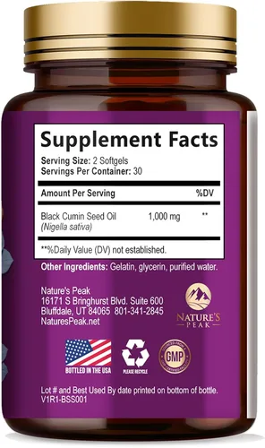 Miniatura 9 de Cápsulas de aceite de semilla negra de 1000 mg por porción, el mejor aceite de semilla de comino, aceite puro de semillas negras de Nigella sativa
