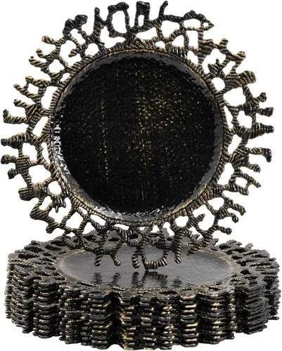 Miniatura 10 de MAONAME Juego de 6 platos base negros de 13", platos base redondos para platos de cena, platos base de plástico, platos base para mesa de boda