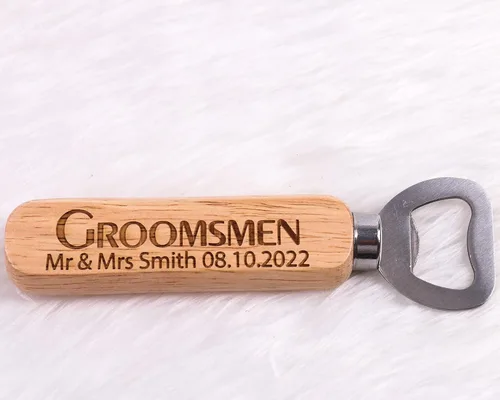 Miniatura 7 de Fiico - Abrebotellas de madera personalizado, regalo de padrino, recuerdo de boda