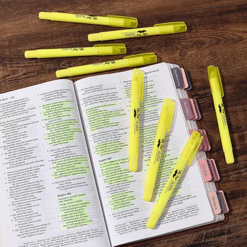 Miniatura 8 de Mr. Pen - Resaltadores de la Biblia de gel que no se corren, amarillo, paquete de 8 Twist-Up Bible Highlighters No Bleed Through, Fast Drying
