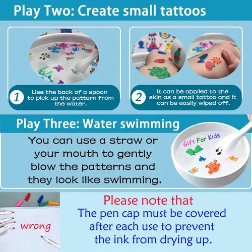 Miniatura 4 de IRWPITW Paquete de Bolígrafos de Dibujo Mágicos, 8 Colores de Bolígrafos de Pintura Mágica con Agua para Niños, Los Niños Crean Conjunto de Dibujos
