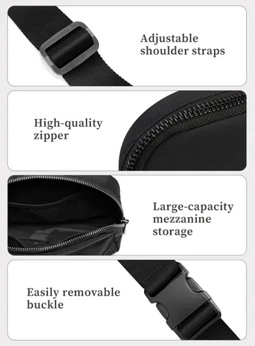 Miniatura 5 de Everywhere - Bolsa de cinturón para mujer, mini bolsa ligera con cintura ajustable, impermeable, cruzada para correr, viajar, senderismo, Negro