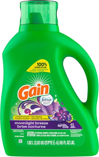 Miniatura 4 de Gain Detergente líquido para ropa con defensa del olor, aroma Moonlight Breeze, jabón de lavandería para lavadoras HE, 60 onzas líquidas, 45 cargas