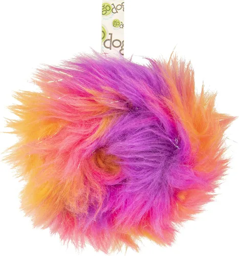 Miniatura 11 de goDog Furballz - Bola de peluche chirriante para perro, tecnología Chew Guard, color arcoíris genial, grande Furballz (arco iris fresco)