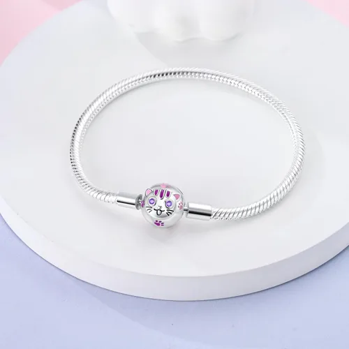 Miniatura 2 de Parmuz Charm Bracelet 925 Sterling Silver Heart Clasp Snake Chain Bracelet Jewelry Fit Charm Birthday Gift for Women Girls