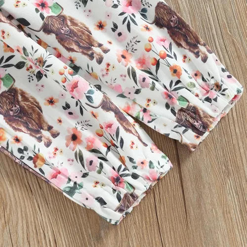 Miniatura 12 de Mandizy Conjunto de ropa de otoño para bebé niña pequeña, sudadera de manga larga con estampado de letras bendecidas, pantalones de camuflaje