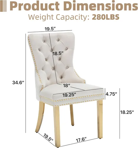 Miniatura 3 de Juego de 2 sillas de comedor de terciopelo, sillas de comedor tapizadas, sillas modernas de mediados de siglo con respaldo capitoné de enrejado