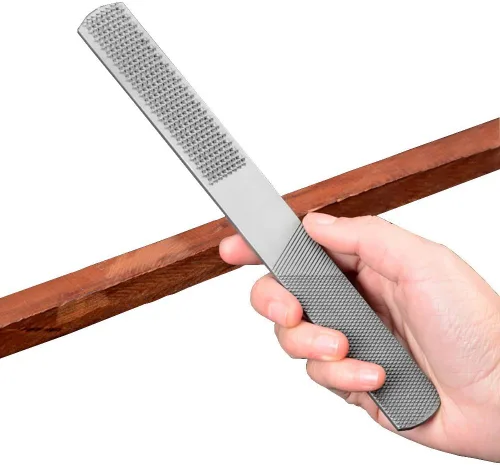 Miniatura 6 de Paquete de 2 limas de madera de 4 vías, lima de mano de alto carbono de alta calidad y raspa redonda, limas planas y de aguja semicirculares