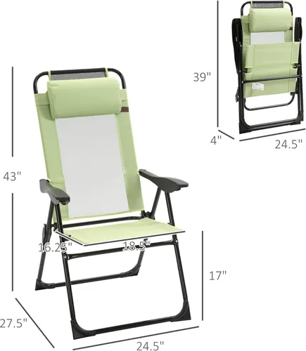 Miniatura 3 de Outsunny Juego de 2 sillas plegables de comedor para patio, sillas de terraza al aire libre con respaldo ajustable con respaldo ajustable, silla