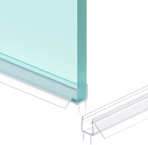 Miniatura 9 de Sello inferior de puerta de ducha, tira de sello de 2 piezas, PVC transparente, 36" de longitud, se ajusta a vidrio de 10 mm de espesor, previene