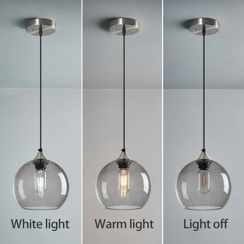 Miniatura 6 de Luces Colgantes de Vidrio Gris Claro Iluminación de Isla de Cocina Luminarias de Luz Colgante Globo Iluminación Colgante Moderna para Dormitorio