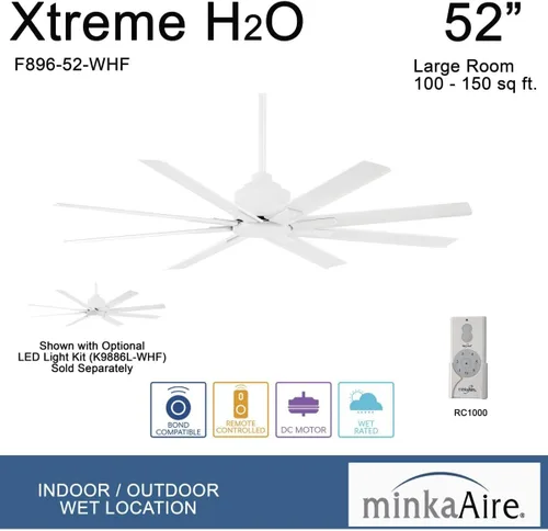 Miniatura 5 de MINKA-AIRE F896-52-WHF Xtreme H2O Ventilador de techo para exteriores de 52 pulgadas, blanco plano