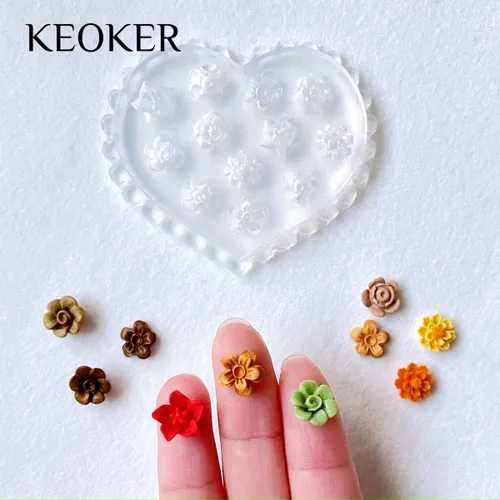 Miniatura 6 de KEOKER Moldes de arcilla polimérica de flores, 4 moldes de arcilla miniatura de margaritas, moldes de arcilla polimérica para decoración de aretes