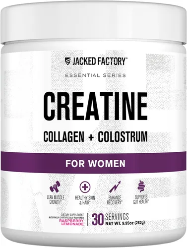 Miniatura 9 de Jacked Factory Creatina para mujer – Monohidrato de creatina con colágeno + calostro para apoyar el rendimiento del entrenamiento, crecimiento