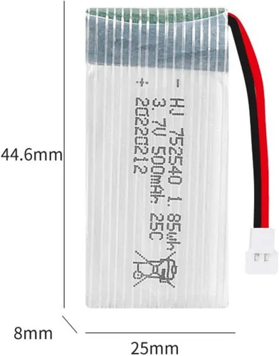 Miniatura 9 de 2 unids 3.7 V 500 mAh 25C 752040 batería recargable Lipo con cargador USB para Syma X5C cheerson CX30 skytech M68 BBS 868 Quadcopter RC Drone piezas