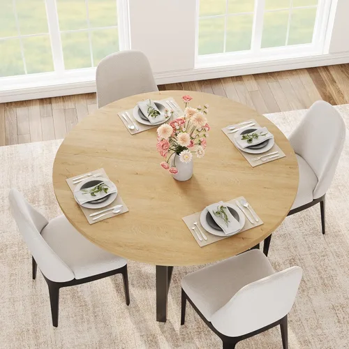 Miniatura 9 de IDEALHOUSE Mesa de comedor redonda de 31.5 pulgadas para 2-4, mesa de comedor de cocina pequeña para ahorrar espacio, mesa de cocina circular