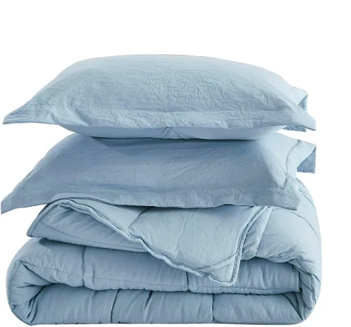 Miniatura 6 de HIG Juego de edredón alternativo prelavado para cama individual, diseño reversible chic, cajón cosido con 4 pestañas de esquina, ligero para todas