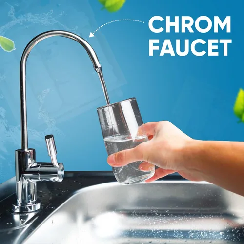 Miniatura 5 de Sistema de filtro de agua delgado sin tanque para debajo de la encimera, filtración de 5 etapas que elimina el olor y el cloro, incluye grifo