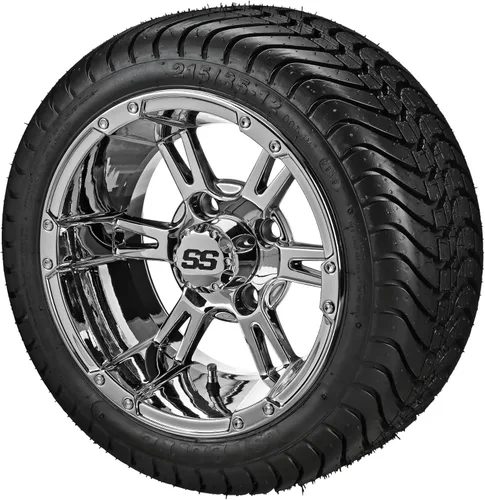 Miniatura 6 de RM Cart Raptor de 12 pulgadas, negro/mecanizado en neumáticos LSI Elite 215/35-12 (juego de 4), se adapta a carritos Yamaha, neumáticos y ruedas